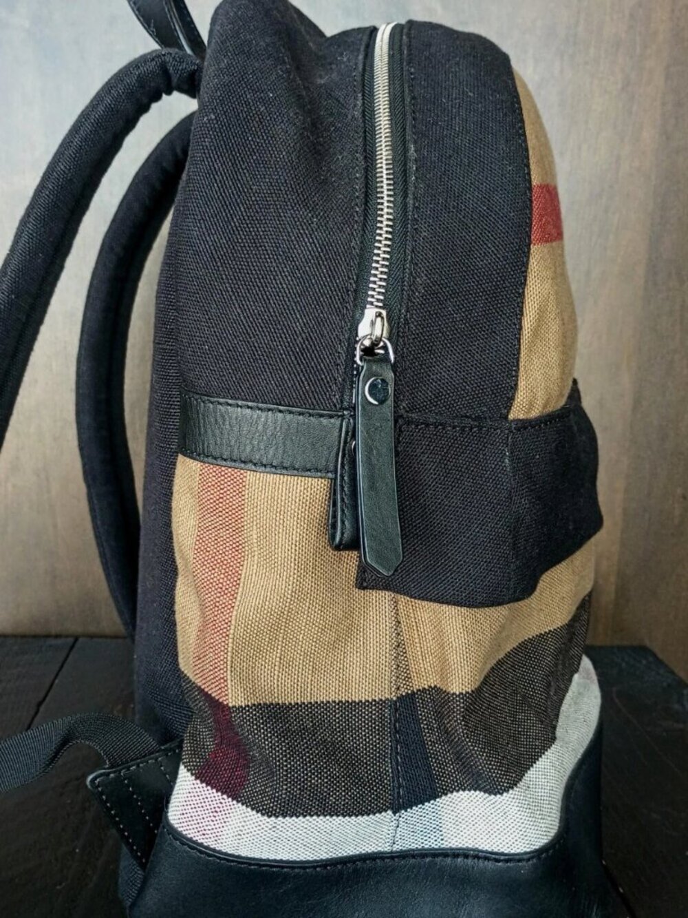Burberry Jute Calfskin Mega Check Plaid Backpack - Picture 3 of 7